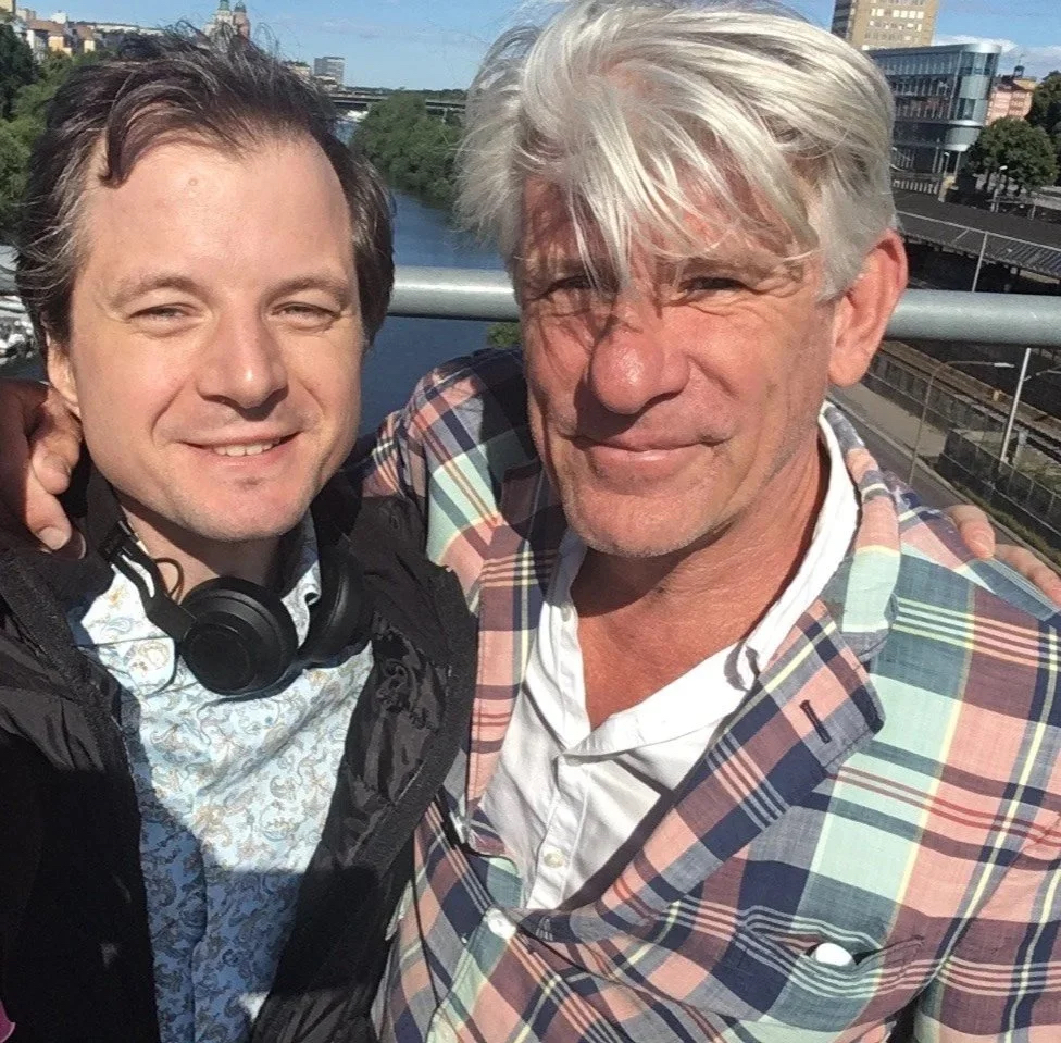 Michael Muhr with narrative architect Joakim Langer on a bridge in Stockholm
